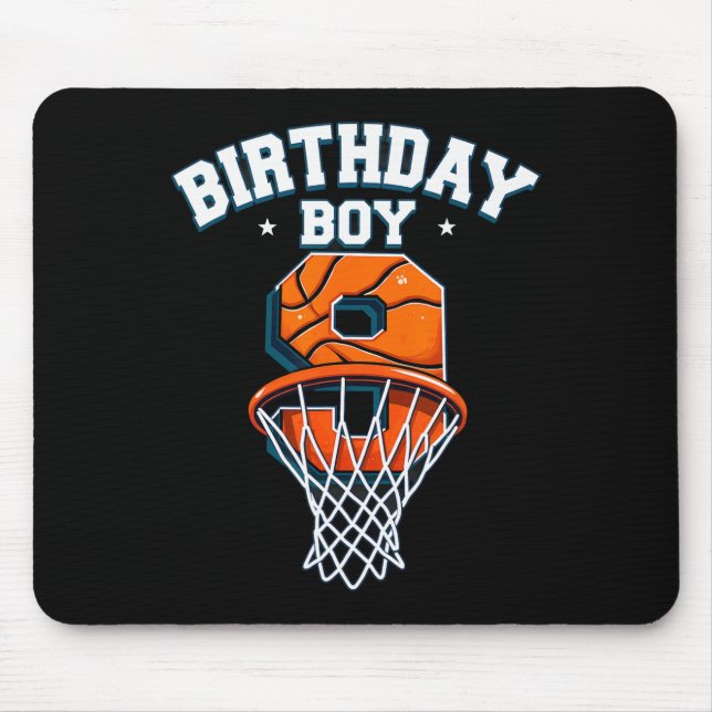 Retro 9th Birthday Boy Sketll Player  Mouse Pad (Front)