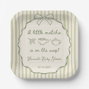 Retro A Little Matcha Tea Baby Shower  Paper Plate
