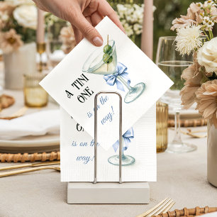 Retro A Tini One Martini Blue Bow Boy Baby Shower Napkin