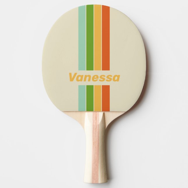 Retro ABC Street Pin Striped with Name Ping Pong Paddle (Front)