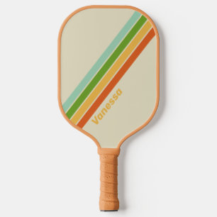 Retro ABC Street Striped with Name Pickleball Paddle