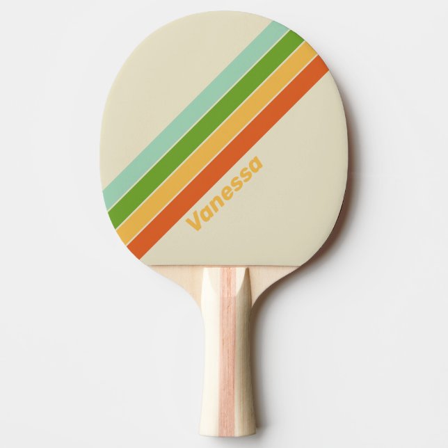 Retro ABC Street Striped with Name Ping Pong Paddle (Front)
