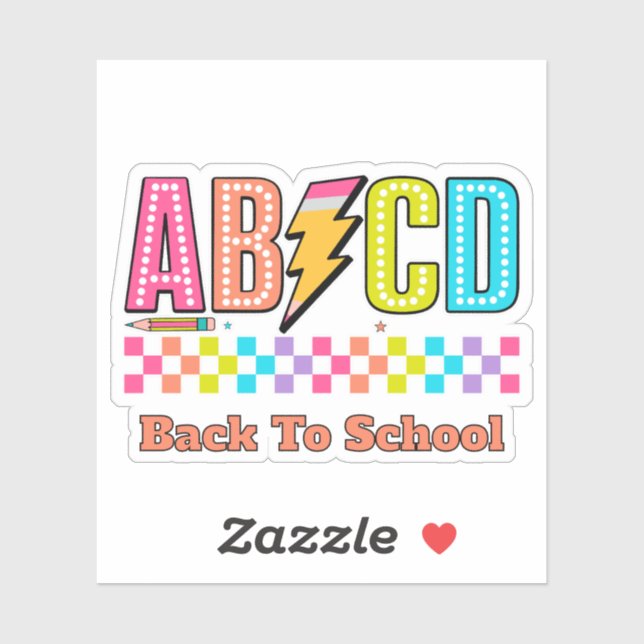 Retro ABCD Alphabet Lightning Bolt Back To School (Sheet)