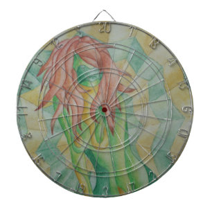 retro absrtact art green and rust lady dartboard