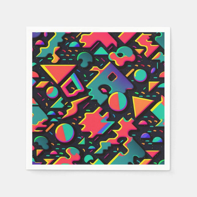 Retro Abstract 80s 90s Style Napkins (Front)