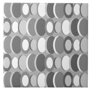 Retro Abstract Art Circles Grey Tile