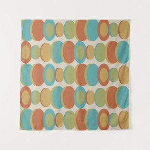 Retro Abstract Art Circles Multicolored Tapestry