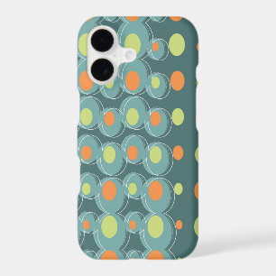 Retro Abstract Art Mod Green Orange Bubbles & Dots