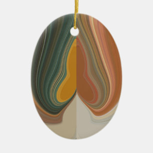 Retro Abstract Art Print Ceramic Tree Decoration