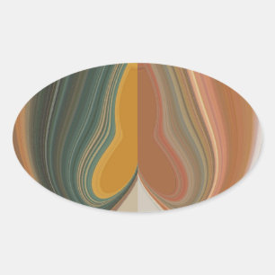 Retro Abstract Art Print Oval Sticker