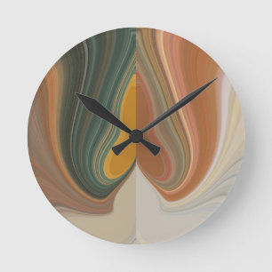 Retro Abstract Art Print Round Clock