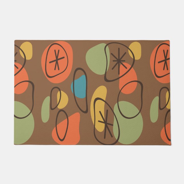 Retro Abstract Art Rocks Multicolored Dark Doormat (Front)