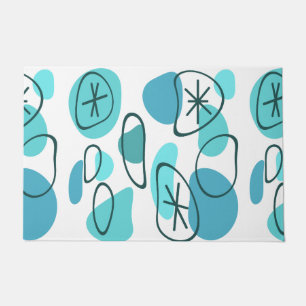 Retro Abstract Art Rocks Turquoise Doormat