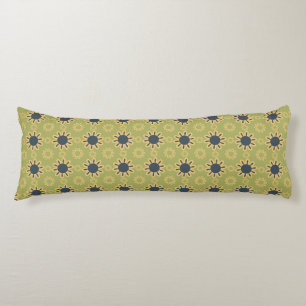 Retro Abstract Black and Yellow Flowers Pattern Body Cushion