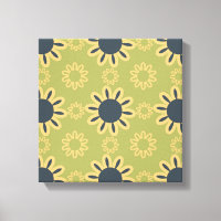 Retro Abstract Black and Yellow Flowers Pattern