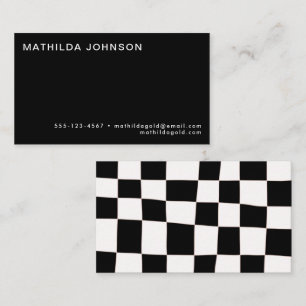 Retro Abstract Black White Chequerboard Simple Business Card