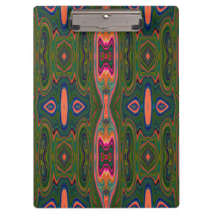 Retro Abstract Blue, Green and Orange Pattern Clipboard