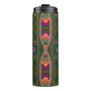 Retro Abstract Blue, Green and Orange Pattern Thermal Tumbler