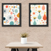 Retro Abstract Botanical Print