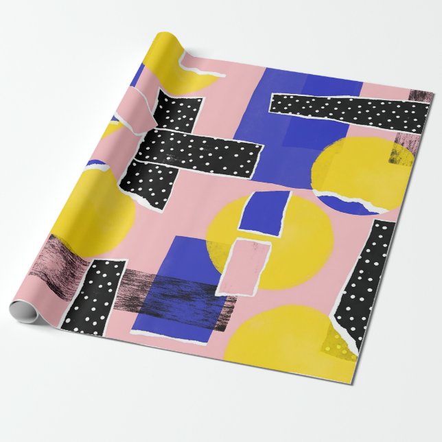 Retro Abstract Brushstroke (10) Wrapping Paper (Unrolled)