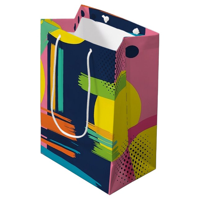 Retro Abstract Brushstroke (11) Medium Gift Bag (Front Angled)