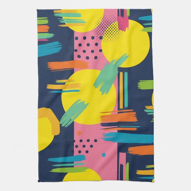 Retro Abstract Brushstroke (11) Tea Towel (Vertical)