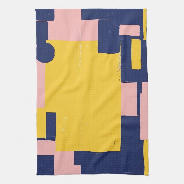 Retro Abstract Brushstroke (14) Tea Towel (Vertical)