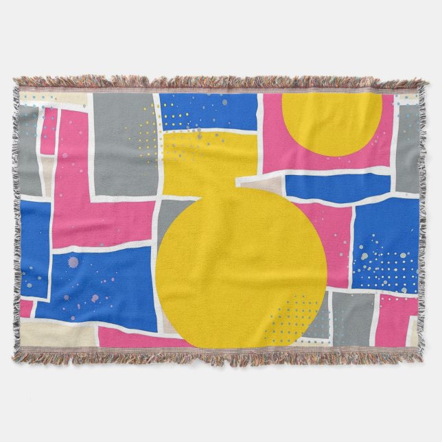 Retro Abstract Brushstroke (14) Throw Blanket (Front)