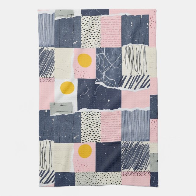 Retro Abstract Brushstroke (1) Tea Towel (Vertical)