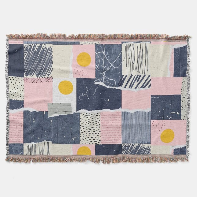 Retro Abstract Brushstroke (1) Throw Blanket (Front)