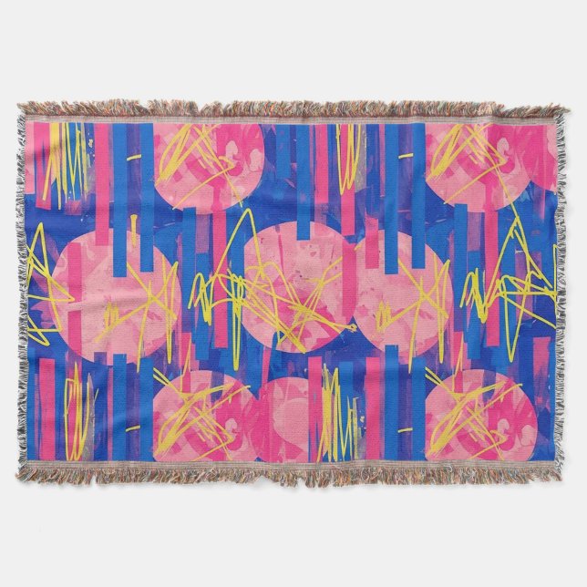 Retro Abstract Brushstroke (2) Throw Blanket (Front)