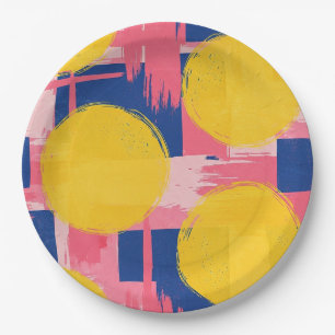 Retro Abstract Brushstroke (3) Paper Plate
