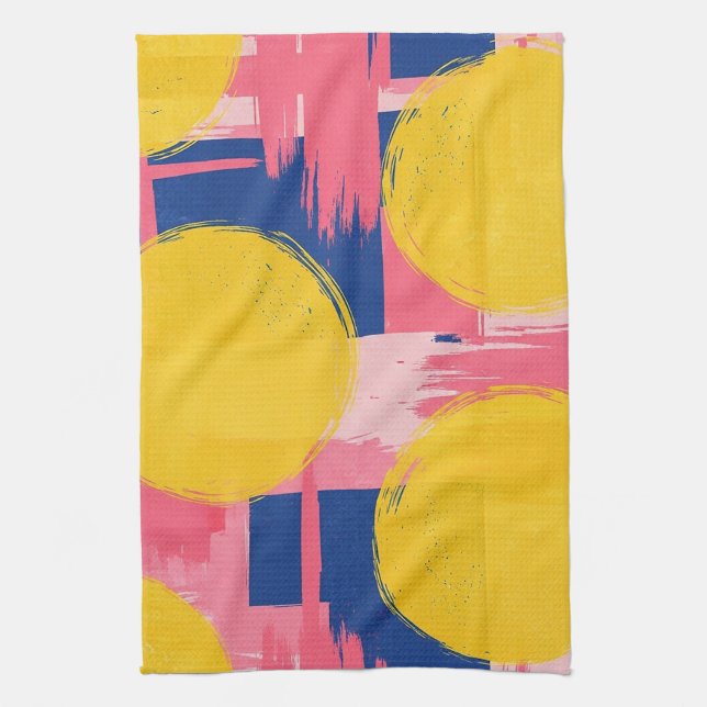 Retro Abstract Brushstroke (3) Tea Towel (Vertical)