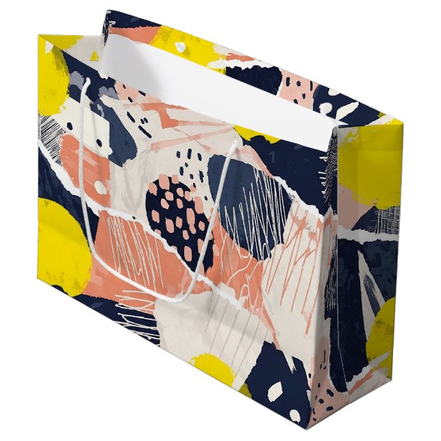 Retro Abstract Brushstroke (4) Large Gift Bag (Front Angled)