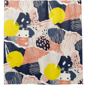 Retro Abstract Brushstroke (4) Shower Curtain
