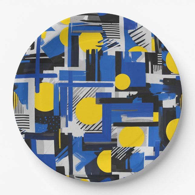 Retro Abstract Brushstroke (7) Paper Plate (Front)
