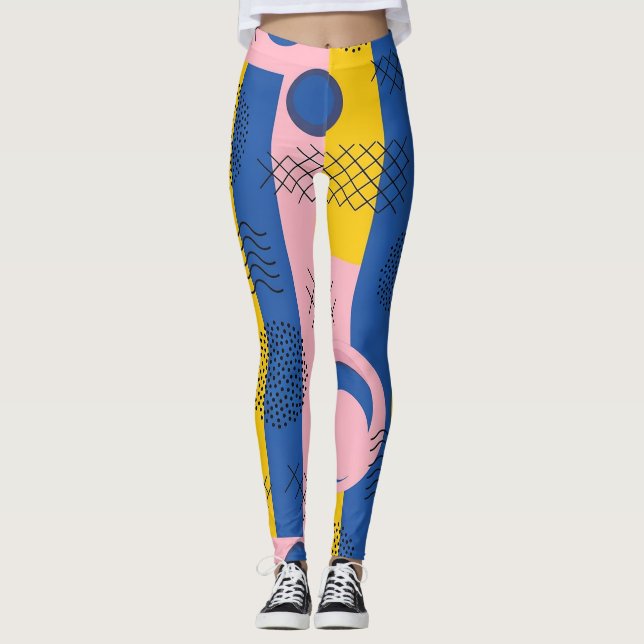 Retro Abstract Brushstroke (9) Leggings (Front)