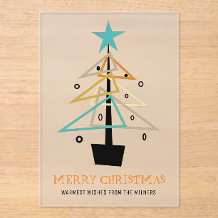 Retro Abstract Christmas Tree Mid Century Modern Acrylic Invitations
