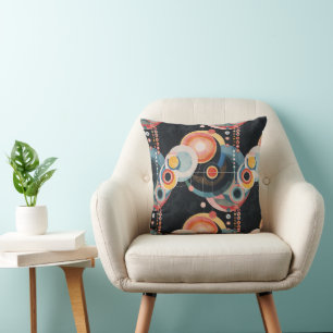 Retro Abstract Circles in style of Hilma af Klint Cushion