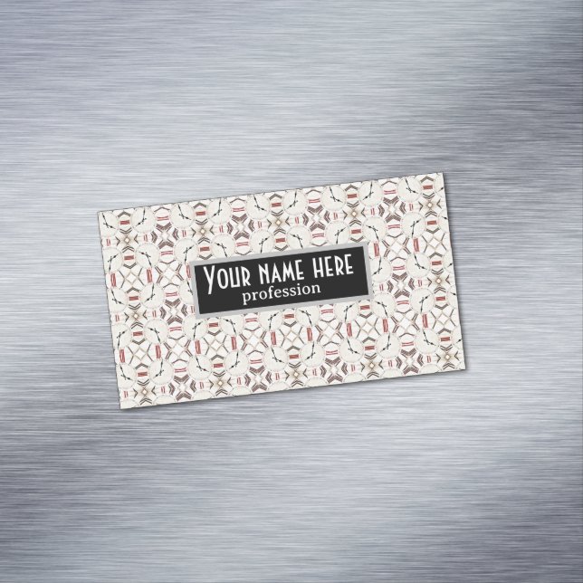 Retro abstract clock pattern magnetic business card (In Situ)