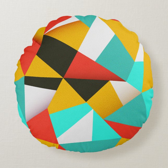 Retro Abstract: Colourful Blend. Round Cushion (Front)