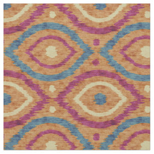 Retro abstract design in blue Ikat navajo style Fabric