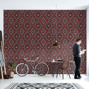 Retro abstract design in green Ikat navajo style. Wallpaper