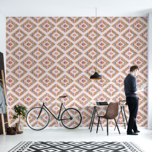 Retro abstract design in Ikat geometric style. Wallpaper