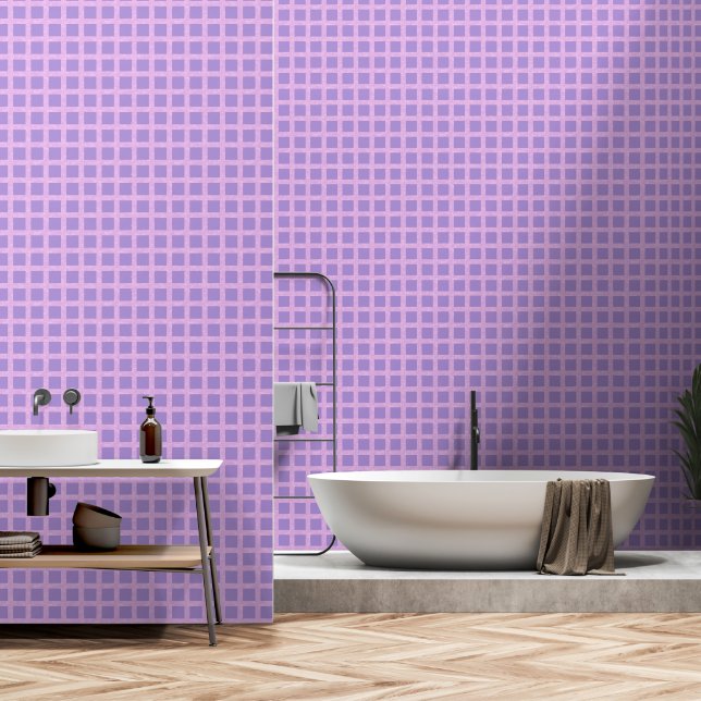 Retro abstract design in purple plaid style. wallpaper (Bathroom)