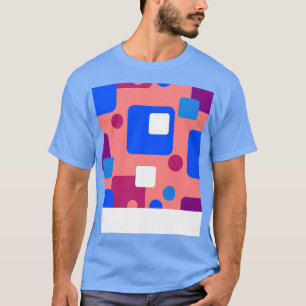 Retro Abstract Dream Space Blue Magenta White on B T-Shirt