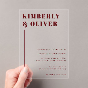 Retro Abstract Earthy Terracotta Orange Wedding Acrylic Invitations