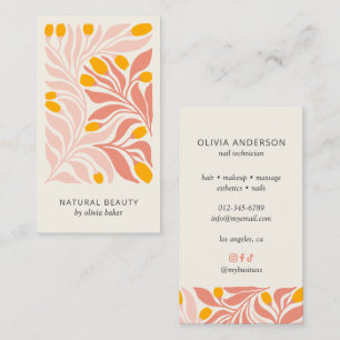 Retro Abstract Floral Botanical Feminine Socials Business Card