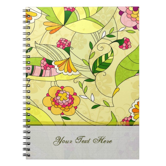 Retro Abstract Floral Collage Notebook (Front)