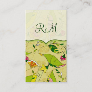Retro Abstract Floral Collage Template 3 Business Card